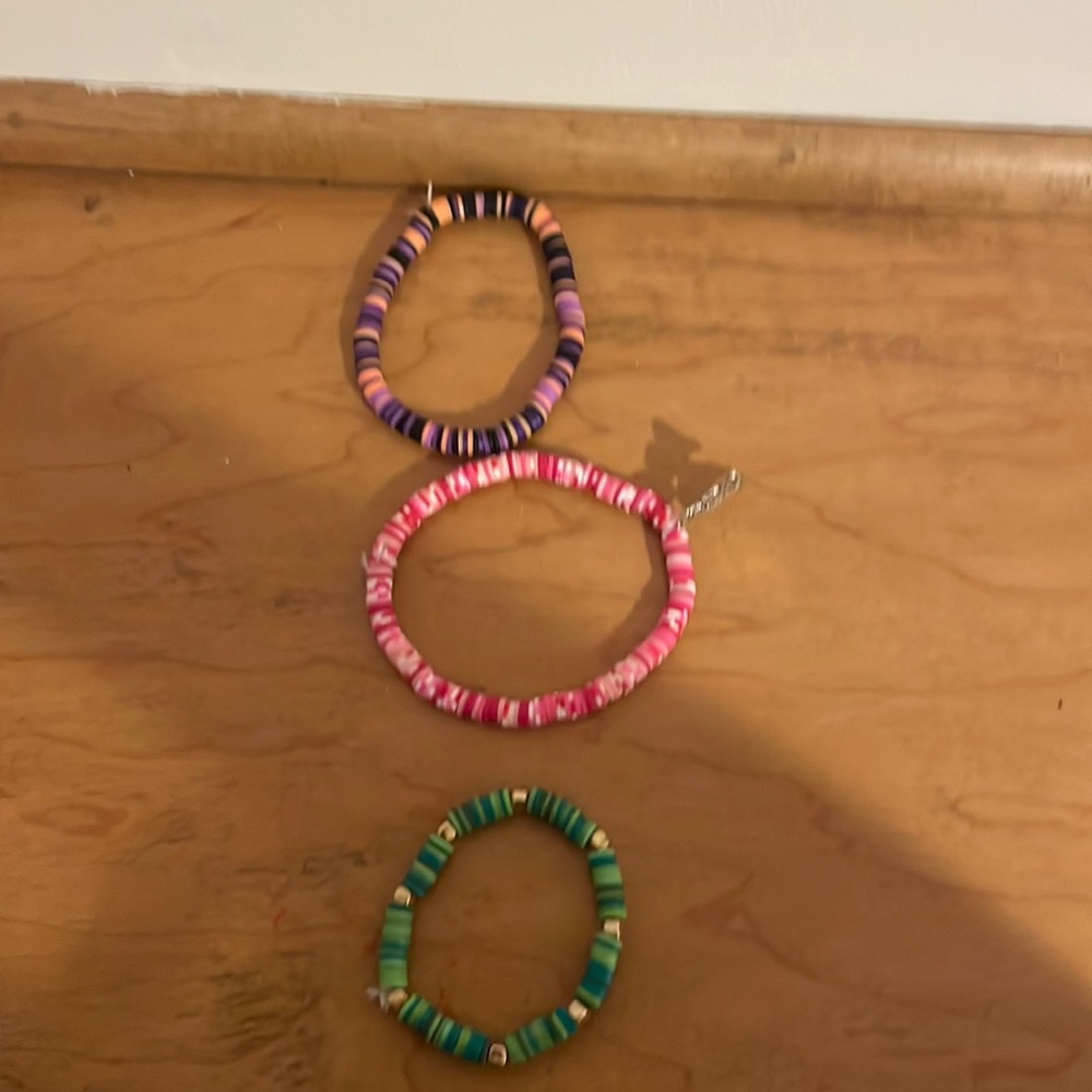 Set of three clay bead bracele